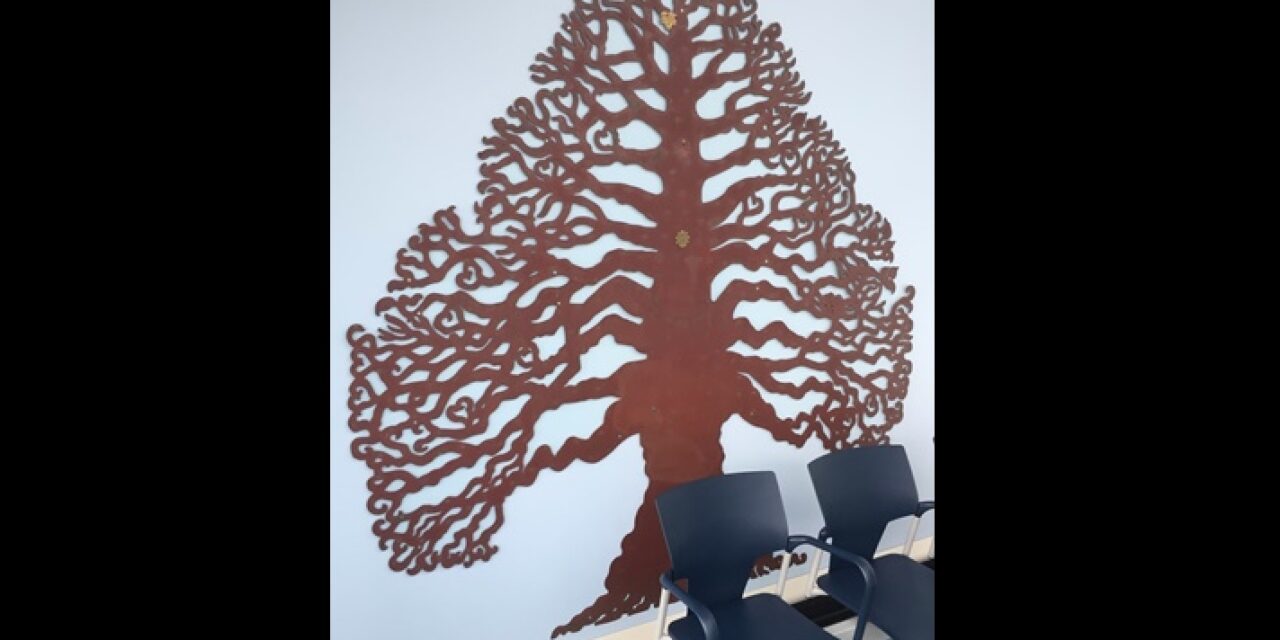 Leaf marking £1m donation placed on hospital Celebratory Tree